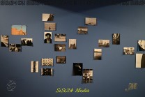 Zahlreiche kleine Fotografien bilden eine vielteilige Wandinstallation. (Bild: Stefan Siedler)